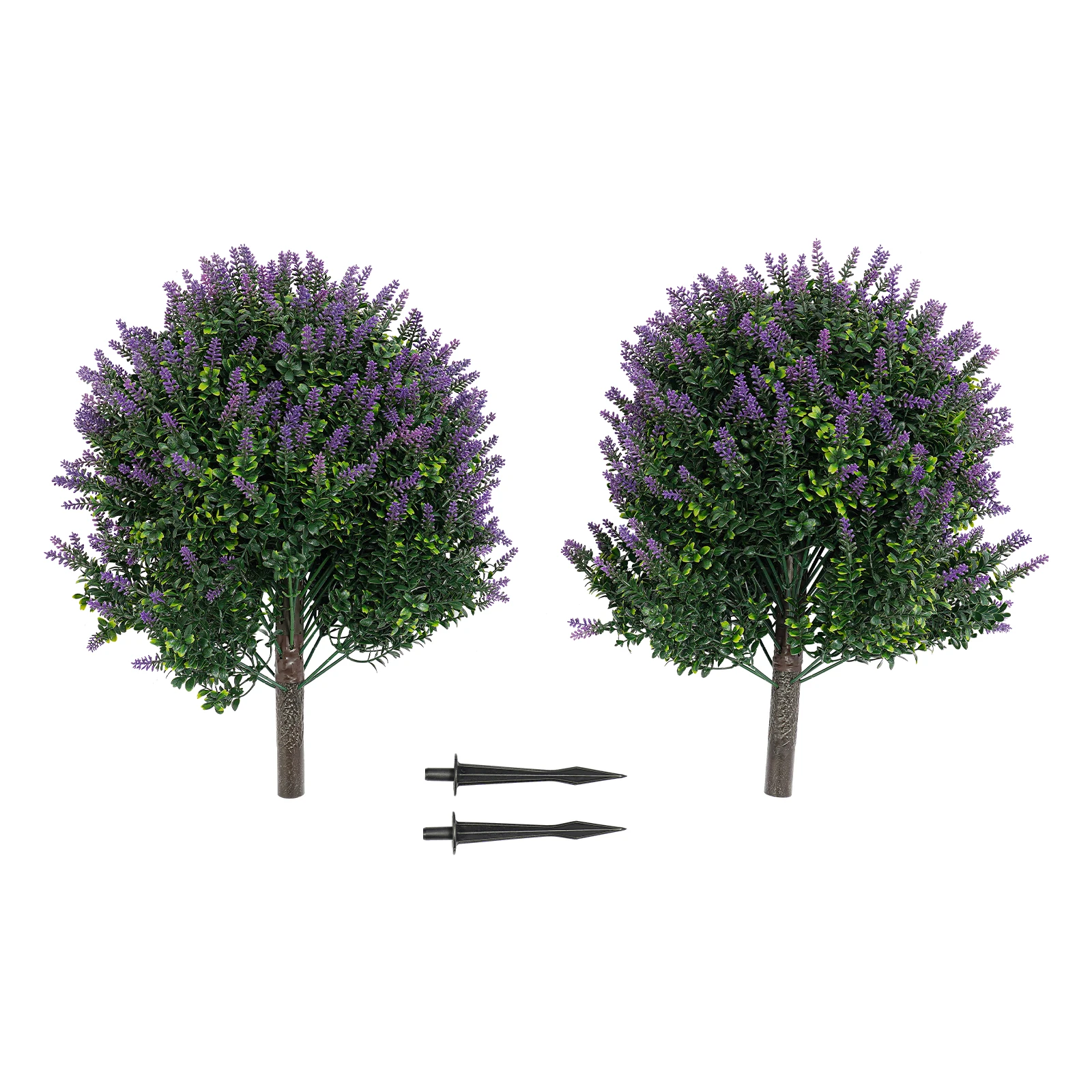 2Pcs Artificial Lavender Plants with Ground Spikes, Fake Lavender Flowers UV-Resistant for Indoor Outdoor Garden Balcony Front Door Decor, 40x72cm Purple Green view 8