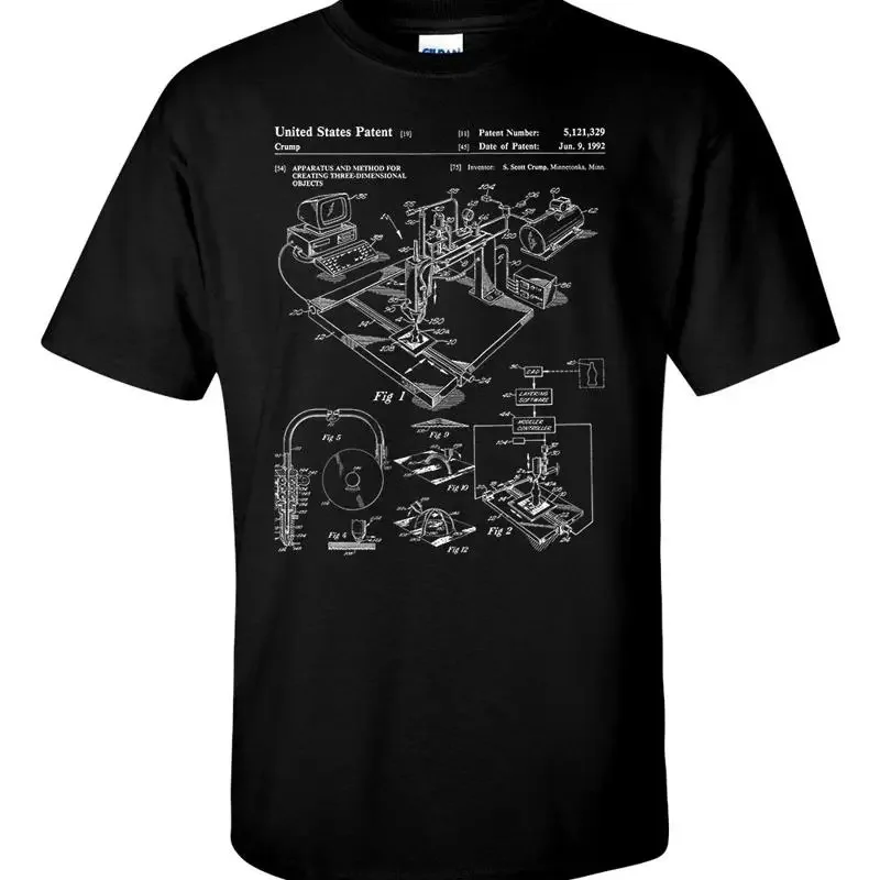 3d Printer Patent T Shirt Technical Drawing CAD