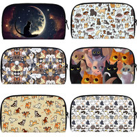 Cute Dog Printed Wallet Cartoon Cat Women Clutch Purse ID Credit Card Money Bag Travel Portable Phone Organizer Long Wallet Gift