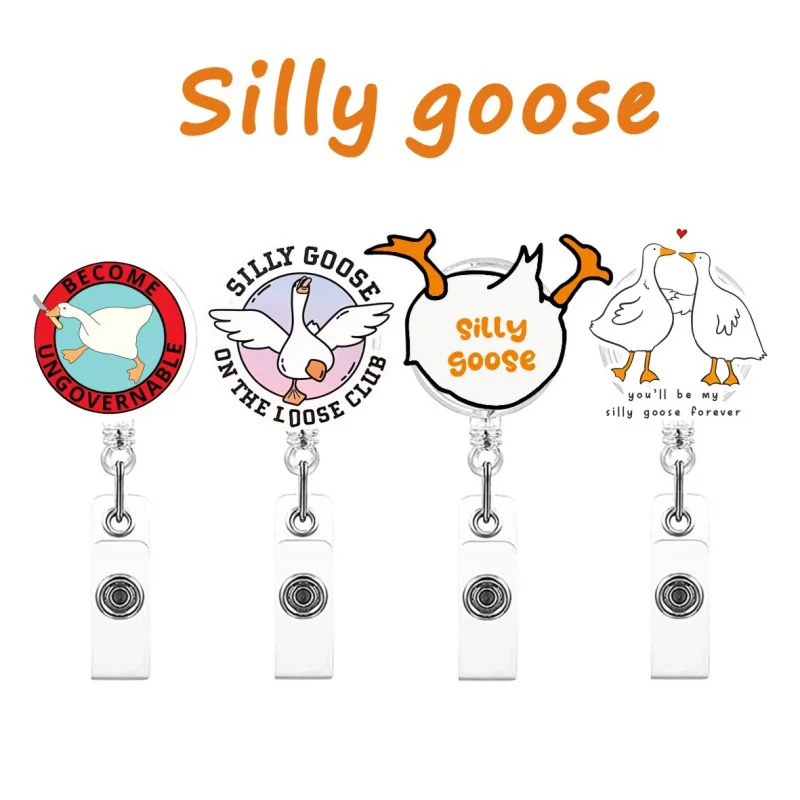 

Fashion Silly Goose Acrylic Retractable Badge Reel Nurse Doctor Student Exhibition ID Card Clips Badge Holder Stationery