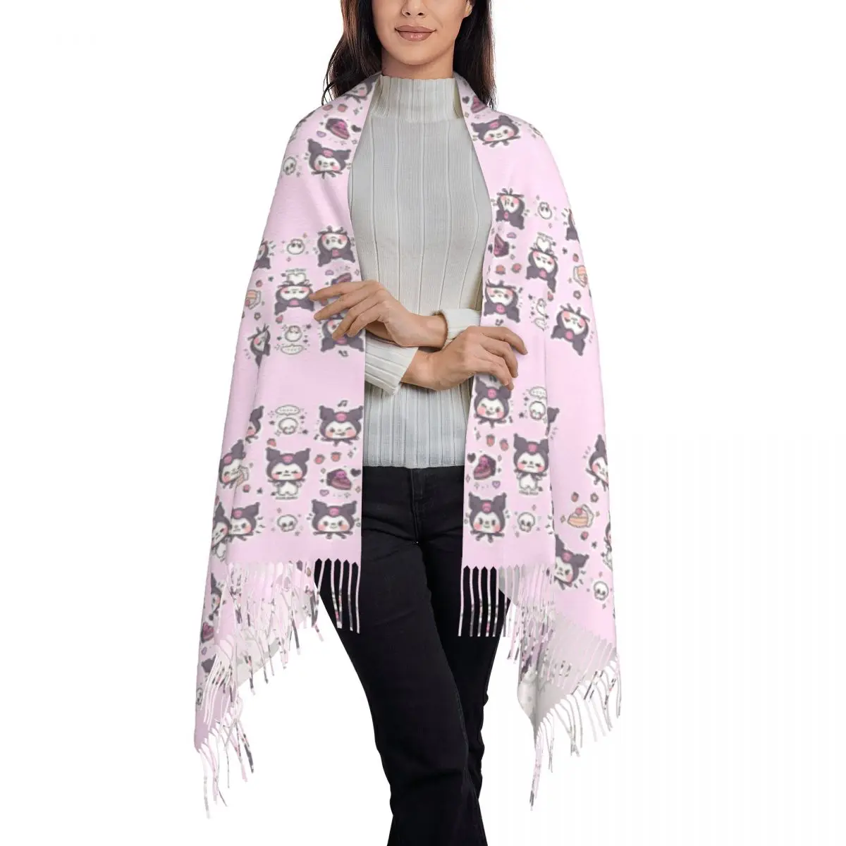 2024 Sanrio Muffler Kuromi Pattern For Women In Winter Outwear Gift Keep Warm Scarf