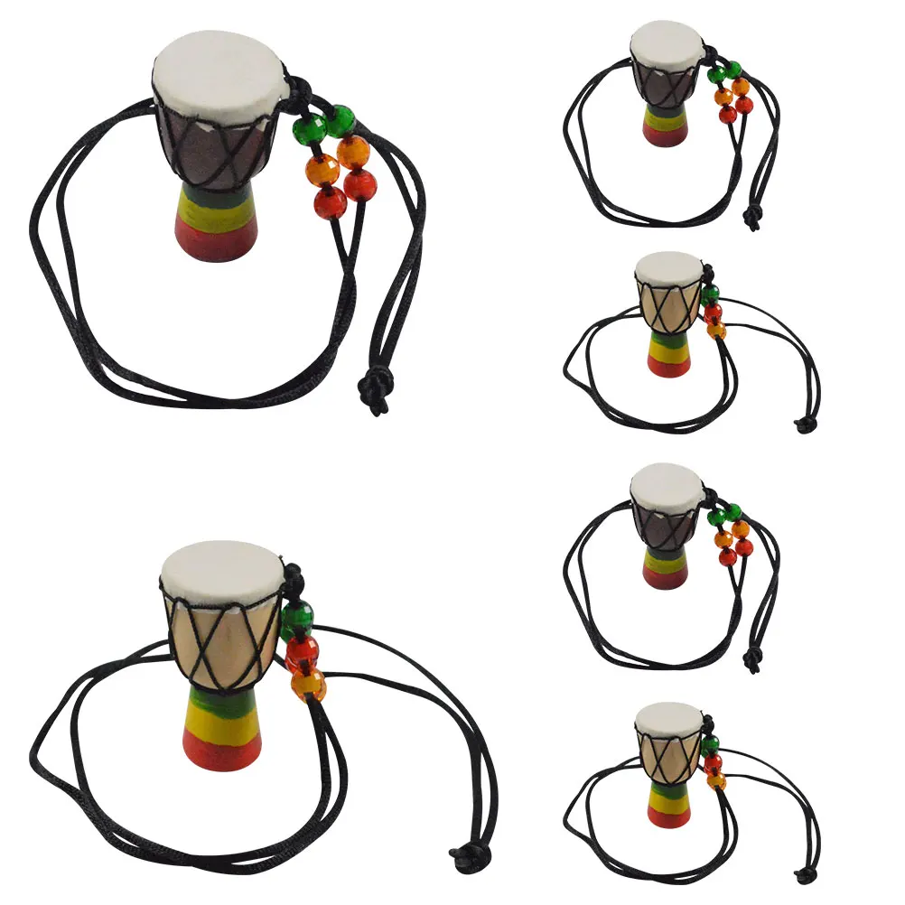 

6 Pcs Mini African Drum Necklace Jewelry for Pendant Women Percussion Charm Djembe