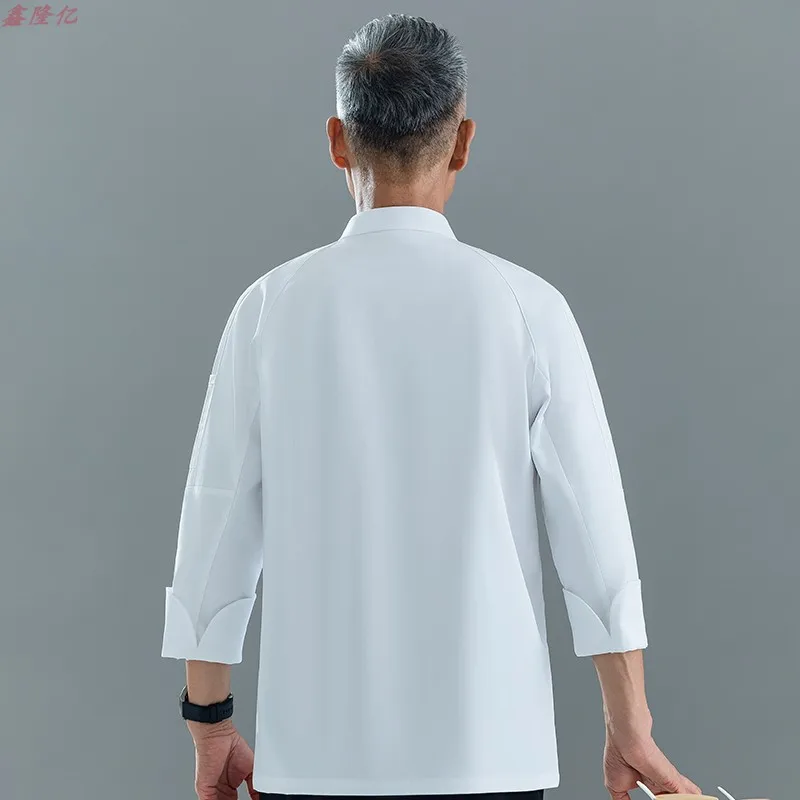 زي عمل مطبخ المطاعم بأكمام طويلة، زي غربي للمطاعم، كعكة النادل، زي الشيف الأبيض للخريف