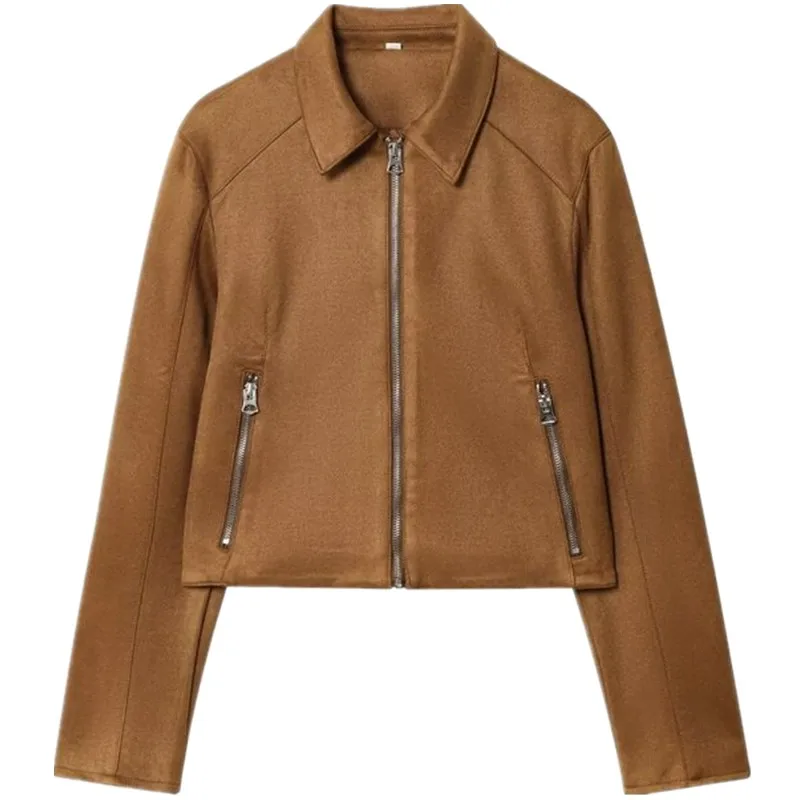 Autunno 2025 Faion ort da donna in pelle Jaet Colletto con cerniera Capispalla versatile Nuovo arrivo Colletto versatile con cerniera Pelle...