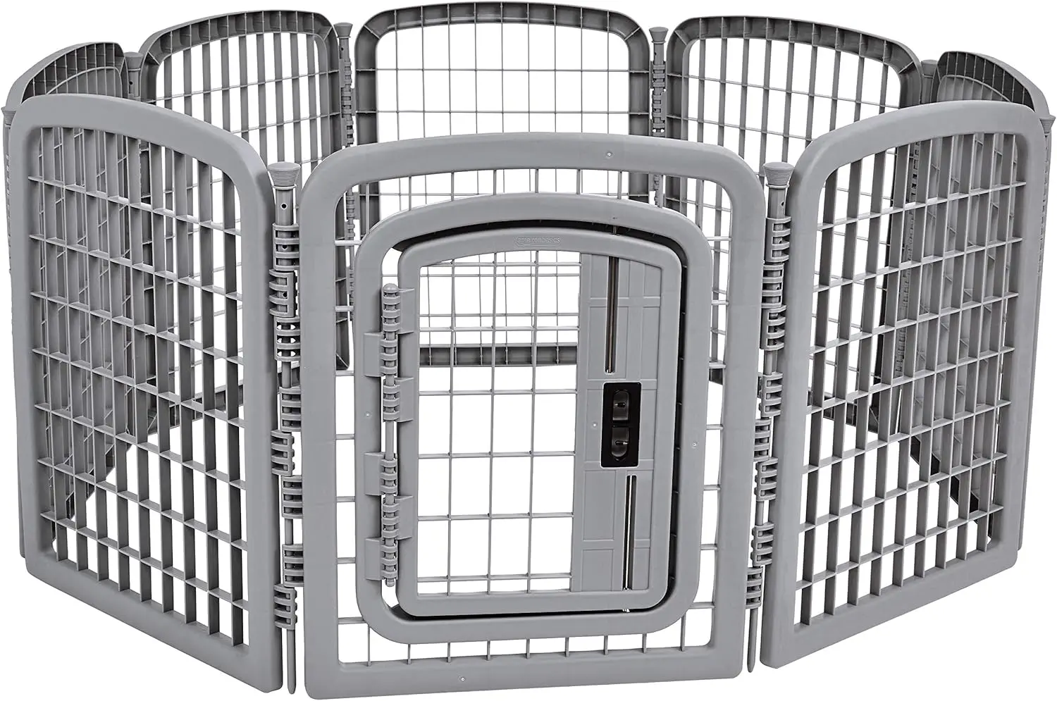 anel Octagonal Plastic Pet Pen Fence Enclosure With Gate, 59 X 58 X 28 Inches, Grey