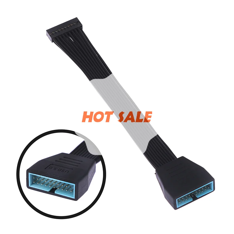 

Small Mini USB 3.0 19/20 Pin Internal Extension Header Adapter Cable Black Flat Wire Cable for Motherboard 5.9inch/15cm