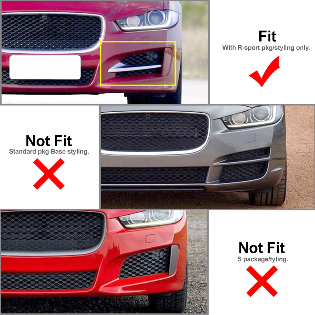 Car Front Bumper Outer Grill Cover Decoration Trim Glossy Black For Jaguar XE R-Sport 2015 2016 2017 2018 2019 T4N5890 T4N5888