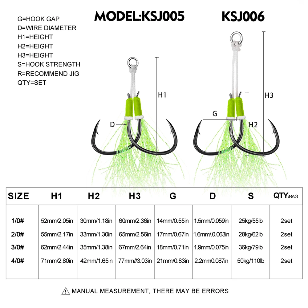 KATYUSHA 10Set Slow Jig Assist Hooks 1/0 2/0 3/0 4/0 Metal Jigging Double Hook Carbon Steel Double Fishhook with PE Line Feather