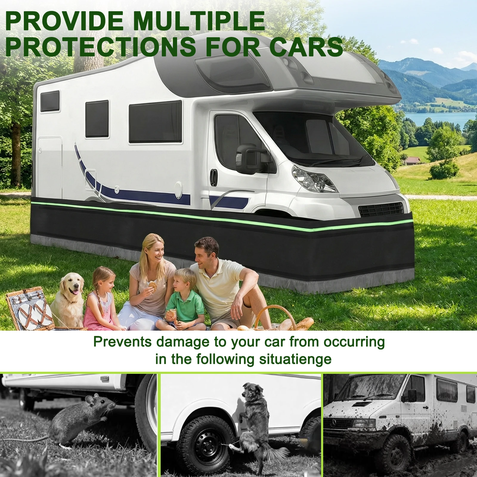 

Ветрозащитные юбки-ограждения для прицепов, простая установка, утолщенные, для мобильных домов, 39,37 футов (высота) x 85,3 футов (длина), для садов и использования на улице