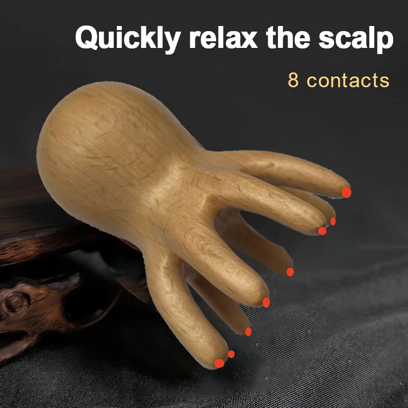 

Sandalwood Octopus Massage Comb Head Meridian Scraping Scalp Massage Brush Acupuncture SPA Gua Sha Massage Comb Fatigue Relief