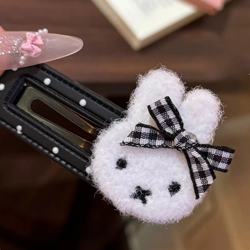 New Kawaii Miffy Cute Sweet Cool Plush Dot Miffy Rabbit Hair Clip Cartoon Rabbit Hair Accessories Hairclip