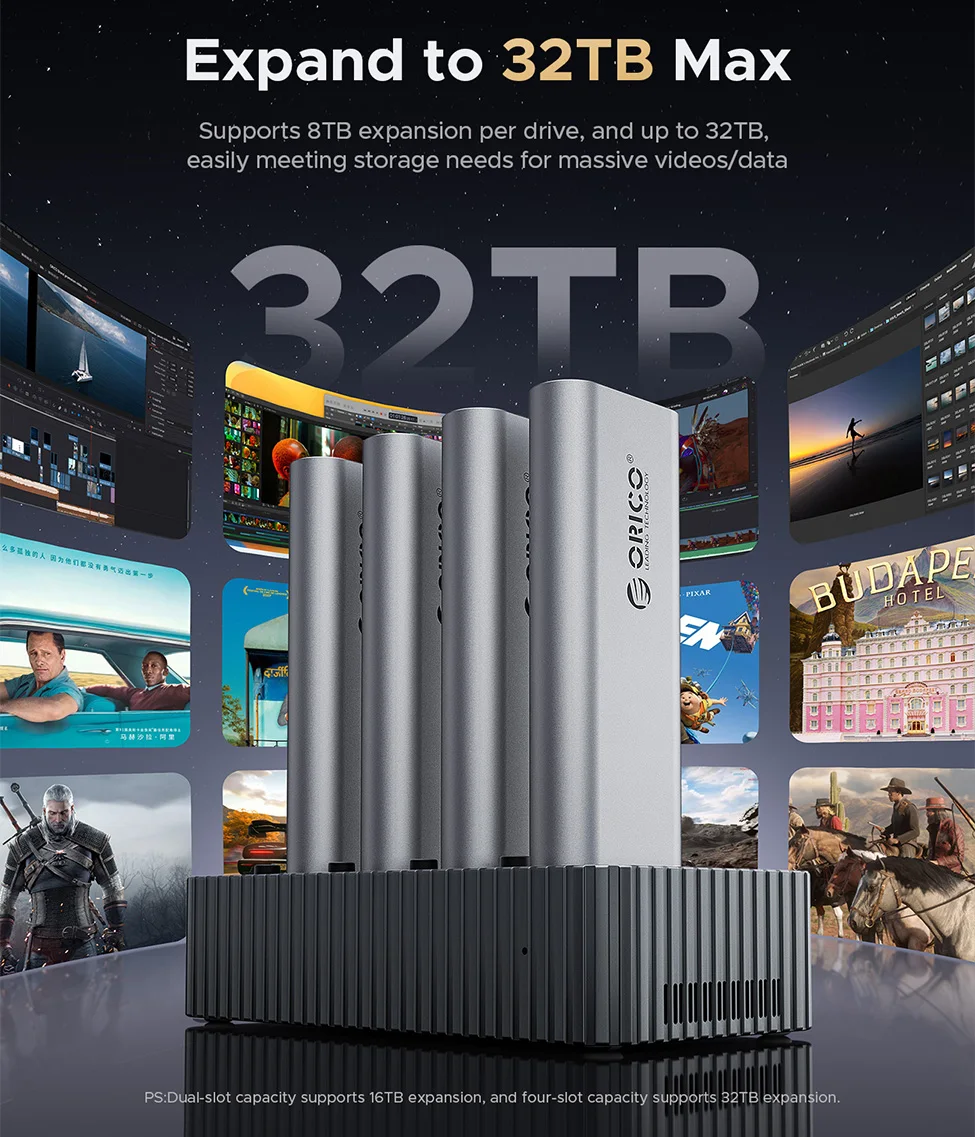 ORICO 40Gbps M.2 NVMe محطة إرساء القرص الصلب غير متصل استنساخ محول USB4 M2 SSD الضميمة نوع C 2/4 خليج الناسخ الألومنيوم