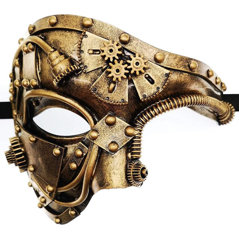 Mechanical Gear Steampunk Phantom Masquerade Cosplay Mask Half Face Costume Halloween Christmas Party Props Adult Anime Masque