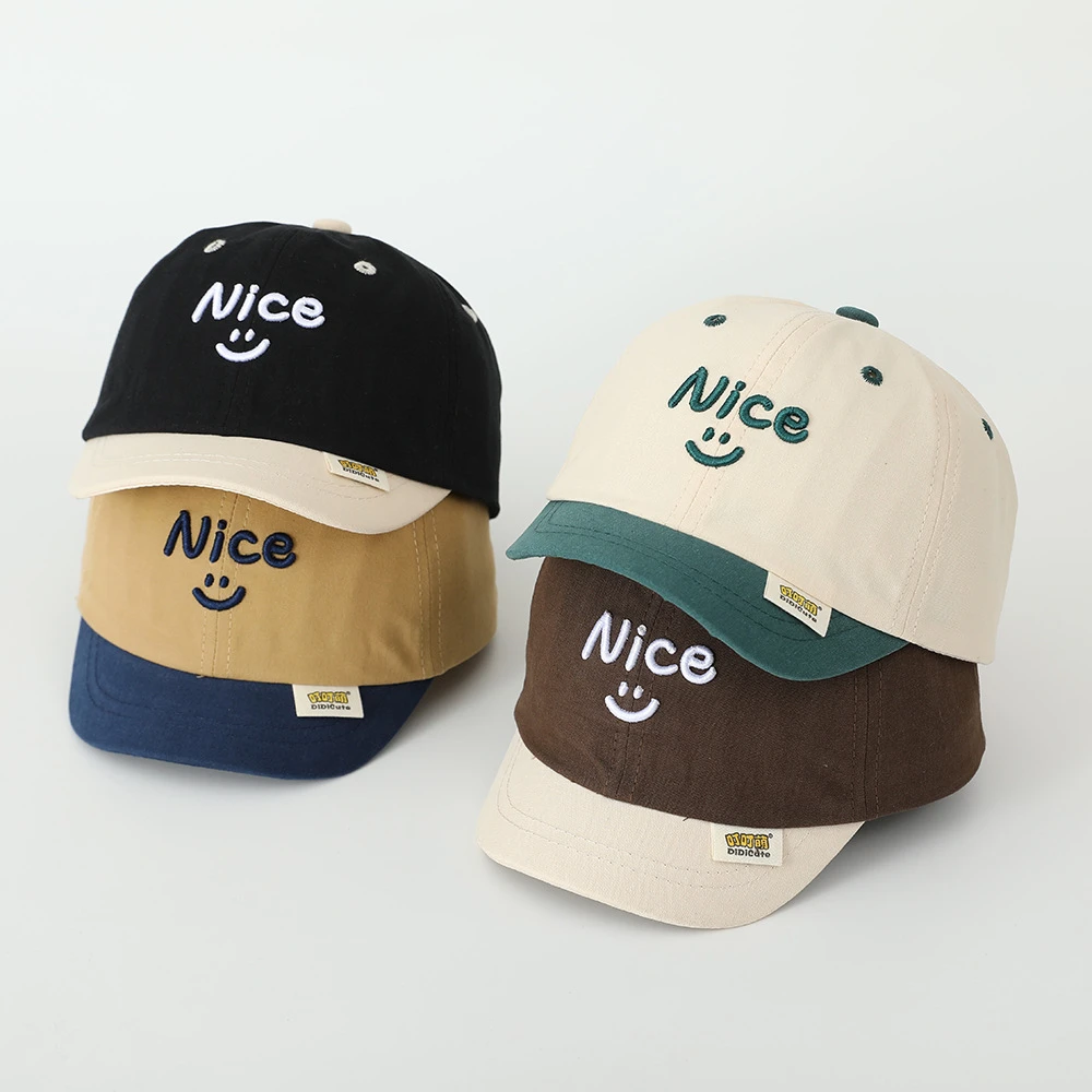 

Корейская детская бейсболка с надписью, регулируемая фуражка с вышивкой для младенцев, летние мягкие хлопковые детские шляпы от солнца для мальчиков и девочек