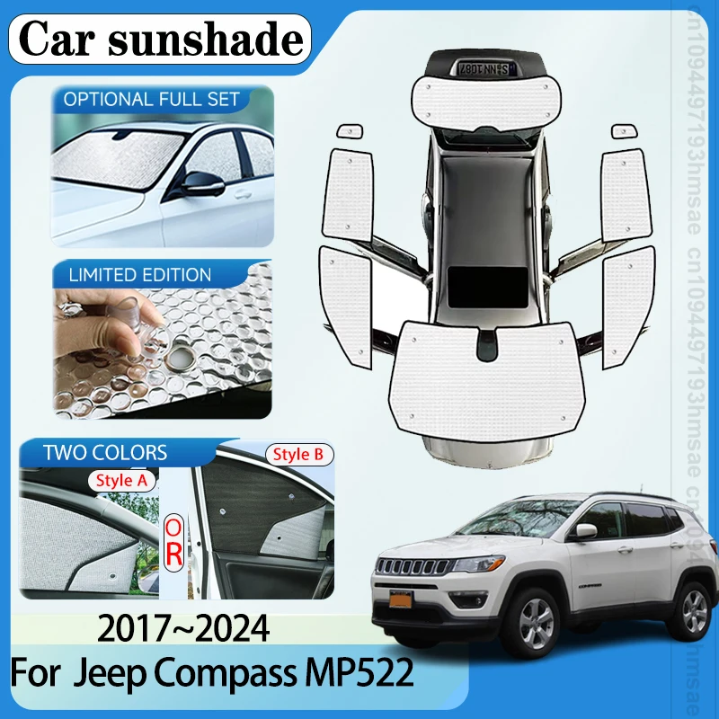 

For Jeep Compass MP522 MK2 2017-2024 Accessories Car Visor Sunscreen Windows Sunshade Sun Blind Cover Interior Part Windshield