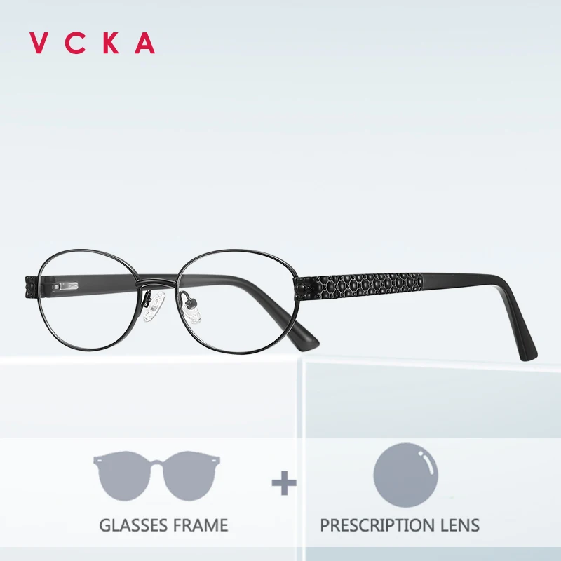 

VCKA маленькая эллиптическая металлическая оправа женские очки для близорукости по рецепту модные анти-синий свет обесцвечивает индивидуальные деловые очки