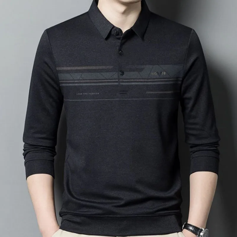 

Winter Thickened Velvet Long-sleeved Sweater Middle-aged Men's Lapel Loose Warm T-shirt Top