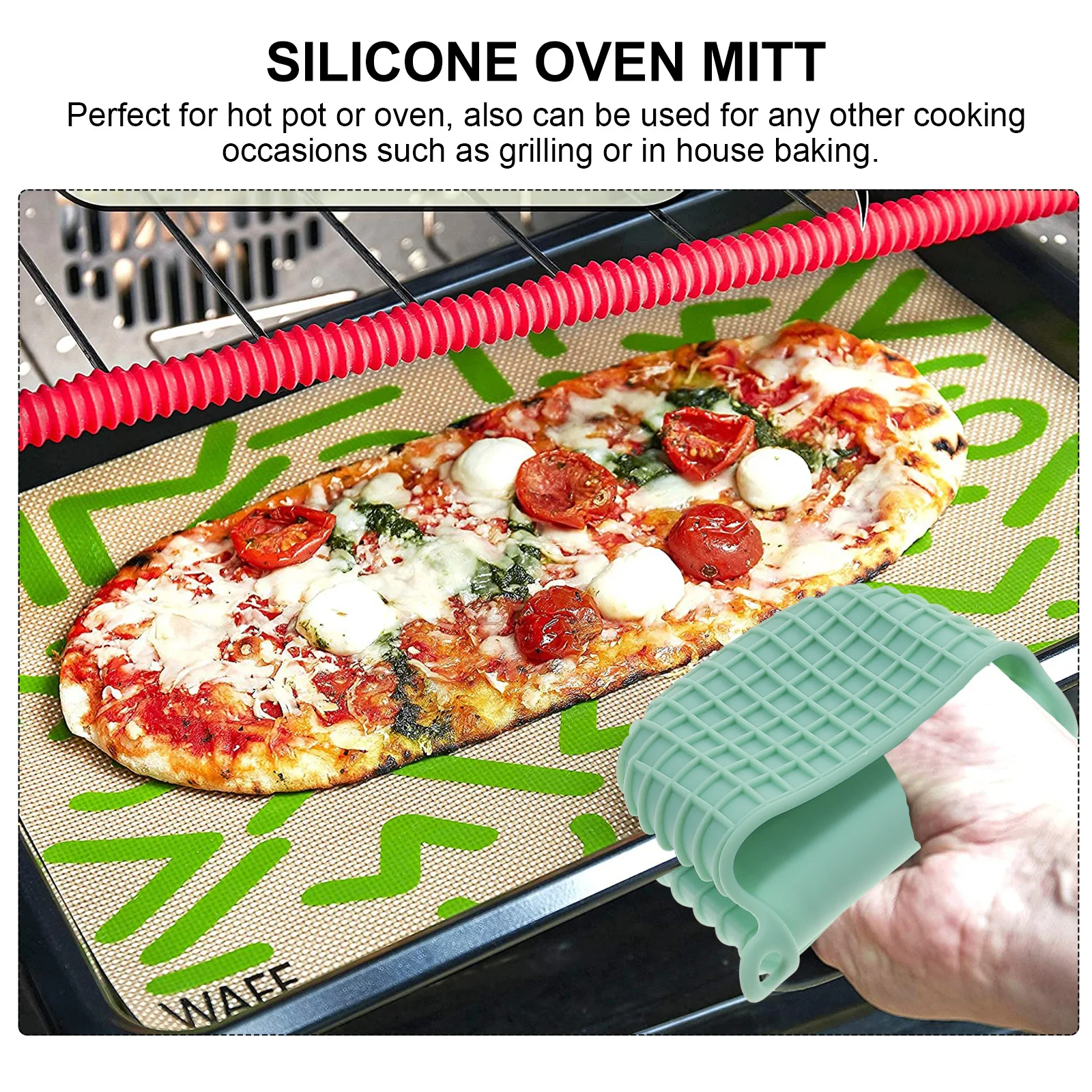 

3Pcs Heat Resistant Silicone Oven Mitts Kitchen Gloves Non-Deformation Pinch Mitts Pot Holder Anti-Skid Cooking Gripper for Oven