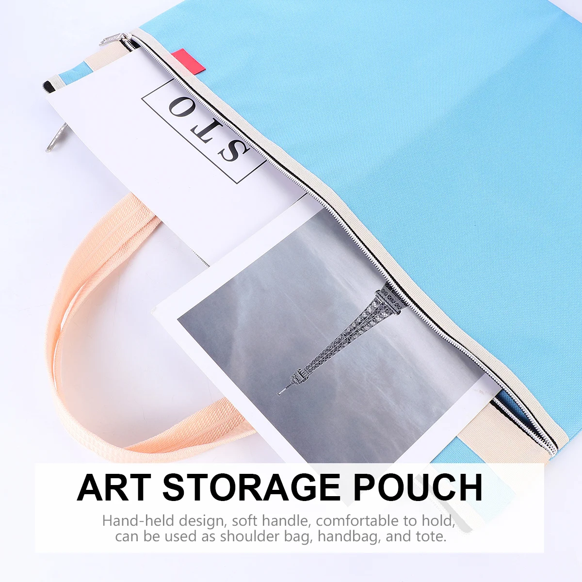 A3 Size Document Bag Waterproof Reusable Fabric File Folder with Zipper Closure for Art Supplies Office School Storage