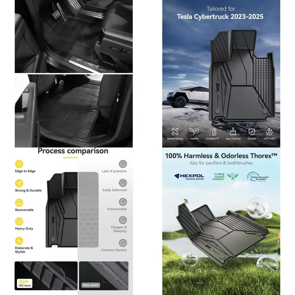 

Floor Mats Set for Tesla Cybertruck 2023 2024 2025, All Weather Protection Waterproof Frunk & Rear Cargo Liners, Custom TPE Carg
