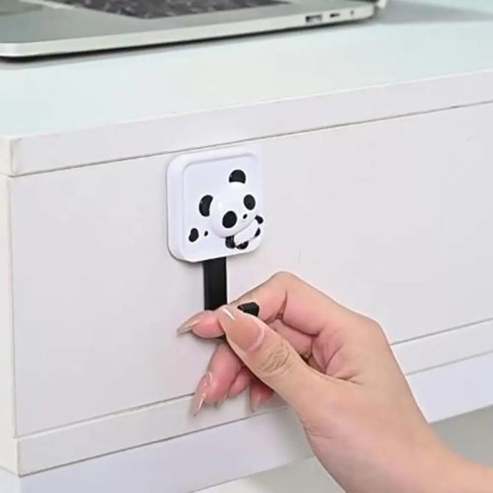 Ganchos de Panda cuadrados de plástico multifuncionales para el hogar, ganchos adhesivos de Panda para montar en la pared, lindos ganchos de pared para el hogar, 2/3 piezas