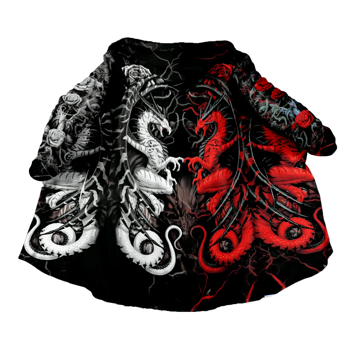 Norse Mythology Odin God Warriors Fenrir Wolf Cosplay Tattoo Vintage Retro 3DPrint Winter Casual Overcoat Hoody Cloak Fleece X3