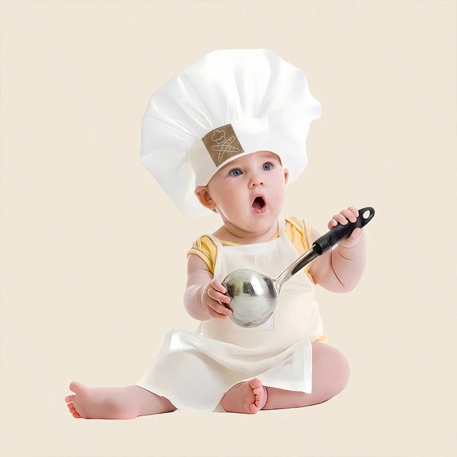 Ylsteed Newborn Chef Set for Photo Shooting Baby Boy Photo Props Bread Print Newborn Picture Idear Infant Photography Outfits