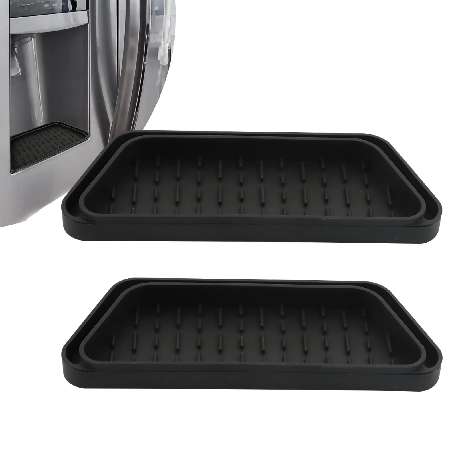 2pcs Anti Slip Water Dispenser Easy Clean Office Silicone Tray Home Cuttable Keep Dry Replacement Refrigerator Drip Catcher