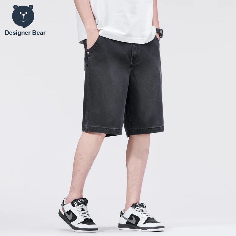 Summer Thin Men's Denim Shorts Lyocell Fabric Cool Baggy Straight  Knee Length Pants Jeans Joggers Short Jorts Man Bermuda M-4XL view 6