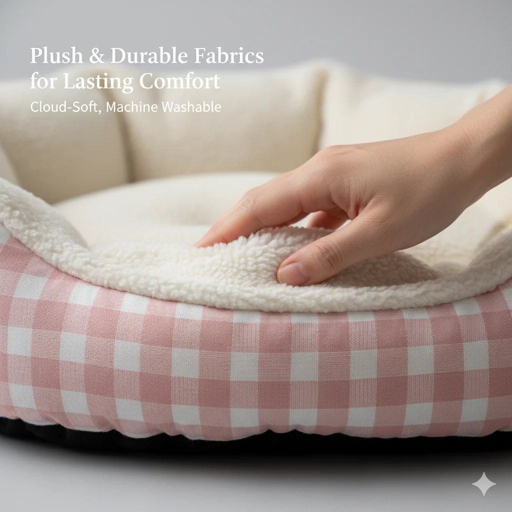 

Cozy Semi Enclosed Pet Bed For Small Dogs Cats Thick Warm Plush Winter Nest, Machine Washable, Soft Indoor Cat Shelter