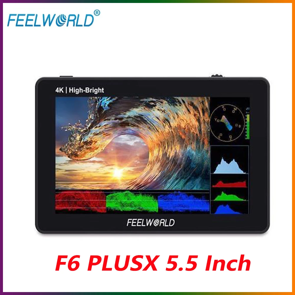 

FEELWORLD F6 PLUSX 5.5 Inch High Bright 1600nit Touch Screen DSLR Camera Field Monitor 4K HDMI-compatible IPS FHD 1920x1080