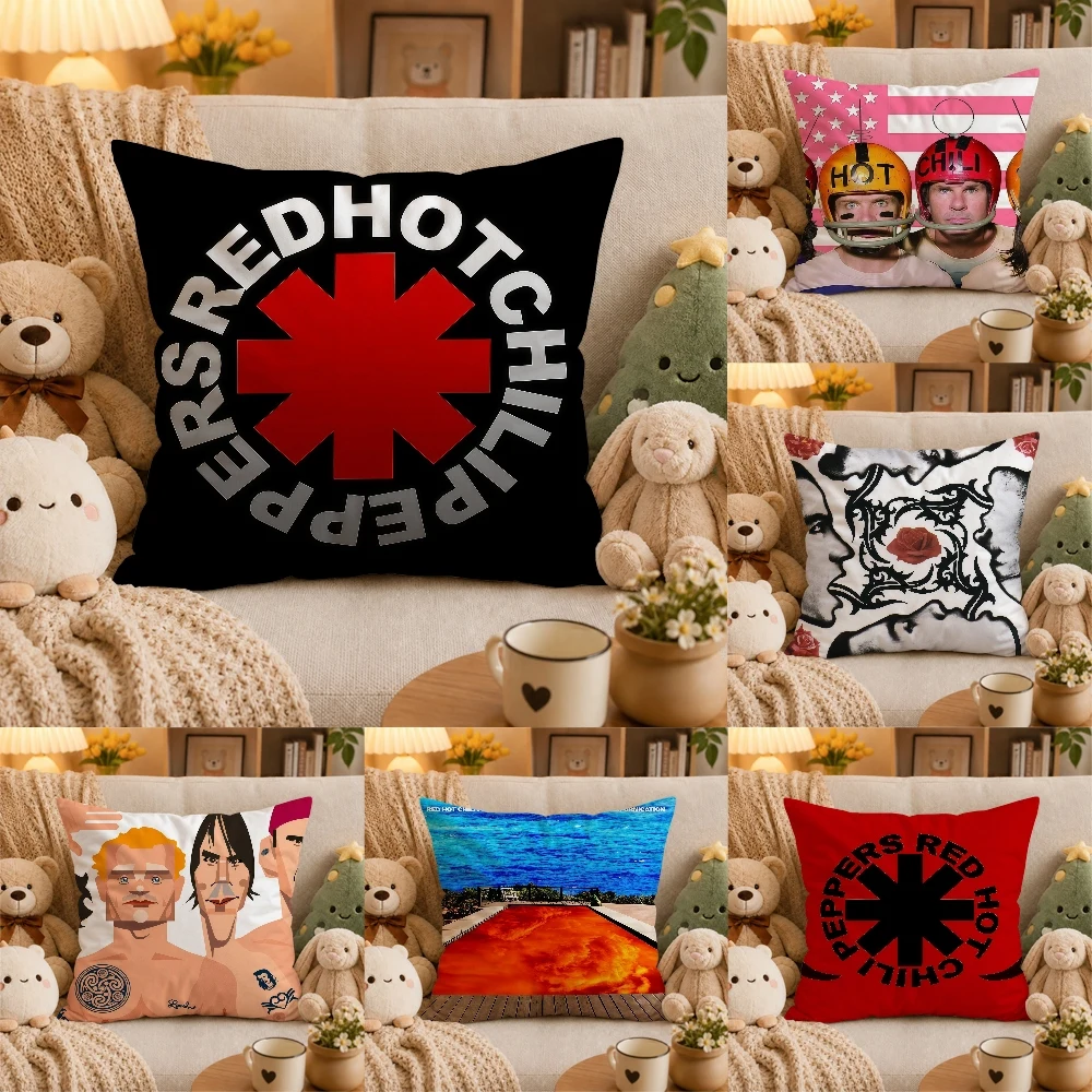 Red Hot C-Chili P-Peppers Rock Band Pillow Case Plush Pillow Cases Home Decoration Pillow Cover for Sofa Bed Chair Living Room