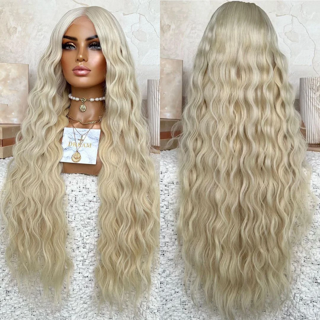 

Deep Wave 613 Blonde Lace Front Wig Transparent Synthetic Lace Frontal Wigs For Women Glueless Preplucked Heat Resistant Daily