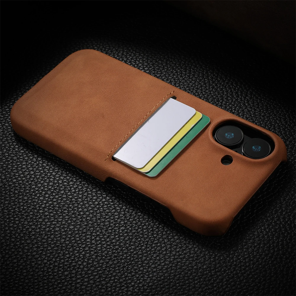 Luxury Cowhide Leather Wallet Card Slot Holder Phone Case for iPhone 16 12 13 14 15 Pro Max Plus Skin Purse Matte PU Suede Cover