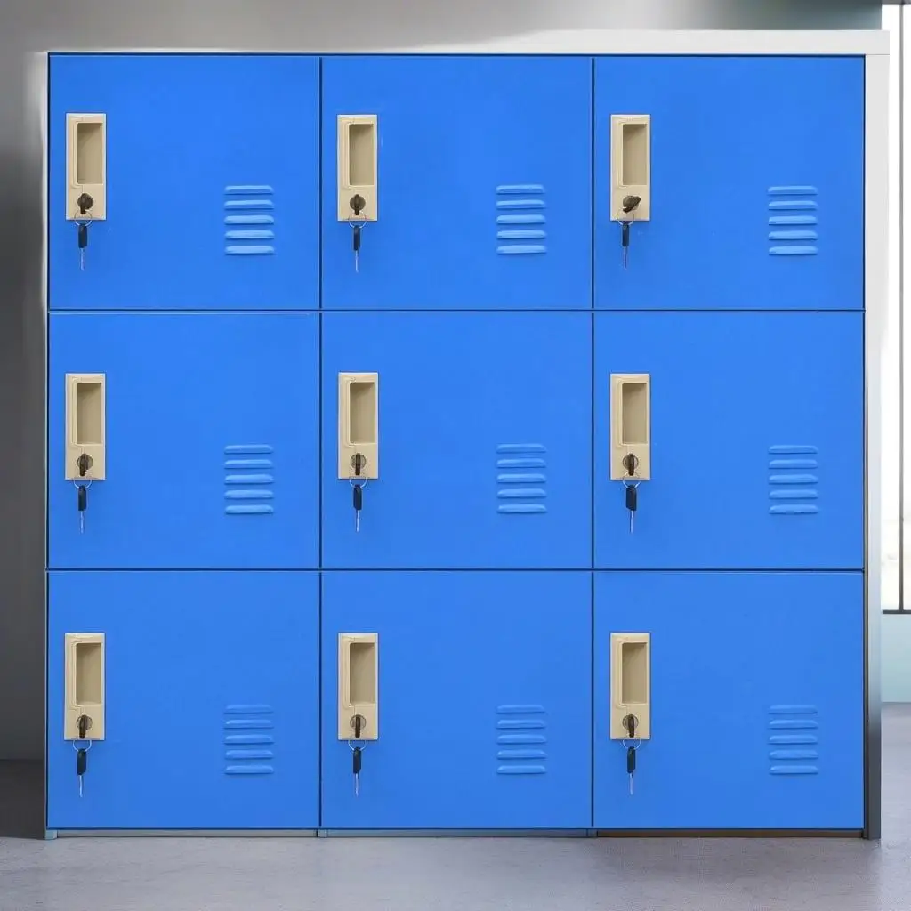 

Light Gray & Blue Steel Locker Cabinets - Set of 2, 35.4x17.7x36.4 Storage Solution