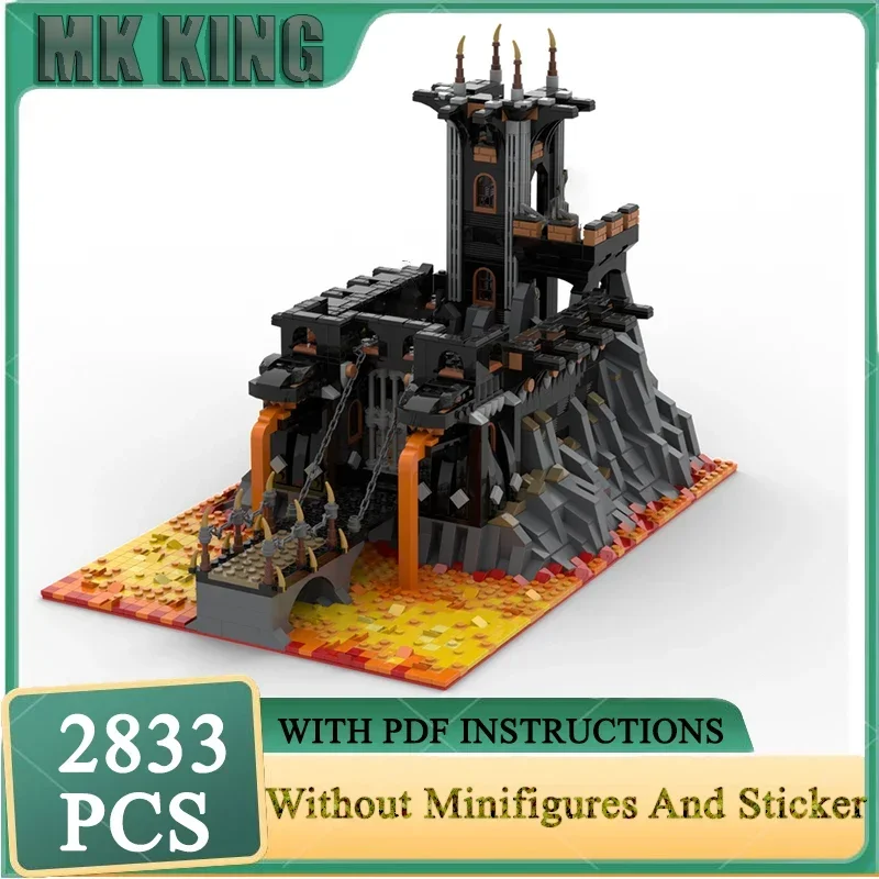 Castelo medieval modelo moc blocos de construção base lava do dragão fortaleza técnica modelo tijolos diy montagem brinquedos construção presente