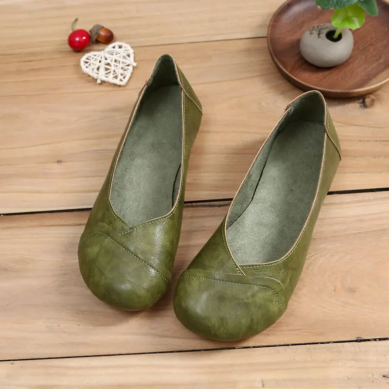 Retro Artistic Flat Bottom Casual Shoes Comfortable All-Match Bean Bean Shoes Low Cut Slip-On Spring Youth Fashion Single Shoes