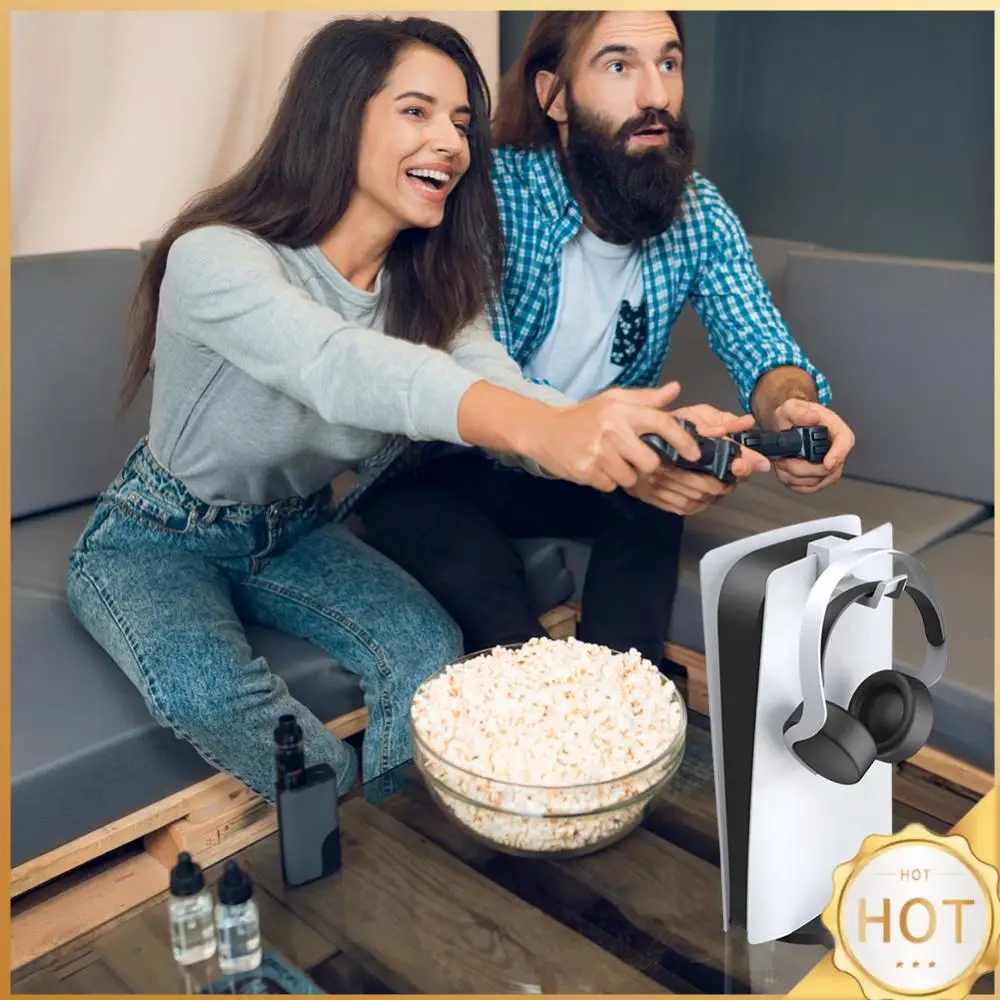 حامل سماعة الرأس موفر للمساحة، حامل تخزين ثابت لسماعة الألعاب لمضيف PS5 لوحدة التحكم بلاي ستيشن 5