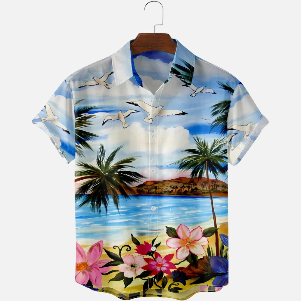 

Hawaiian Shirts for Men Beach Sea Painting Tops Short Sleeve Summer Beach Vacation Shirt Breathable