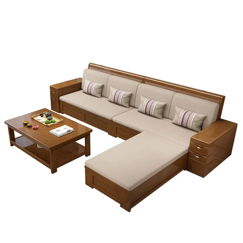 

New Chinese-style solid wood sofa combination furniture for winter and summer modern simplicity