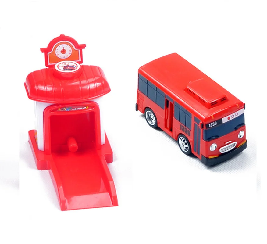 Tayo Small Bus Cartoon Cute Catapult Sliding Door Can Open Car Park Catapult Toy Anime Model Baby Puzzle Gift Children's Car Toy