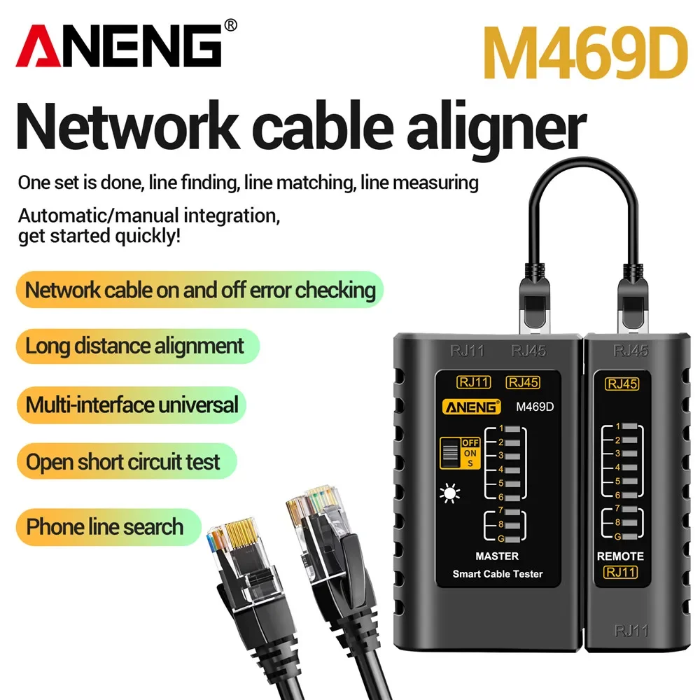 네트워크 케이블 테스터 ANENG M469D RJ45 케이블 lan 테스터 RJ45 RJ11 RJ12 CAT5 UTP LAN 케이블 테스터 네트워크 수리 도구