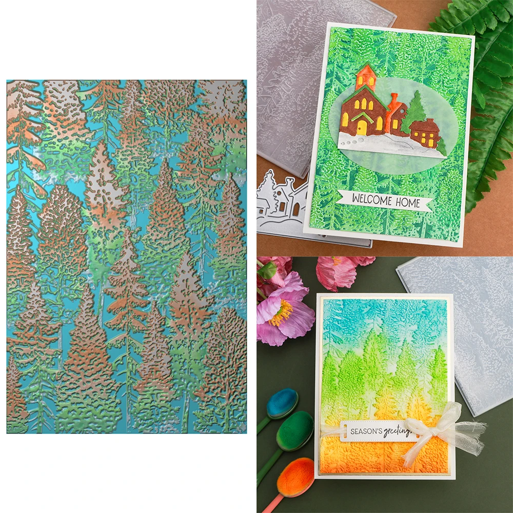3D Embossing Folder Forest Doodle Background 6.3*4.5inch Stencil Diy Scrapbooking Adding Textured Decoration Paper Card Craft