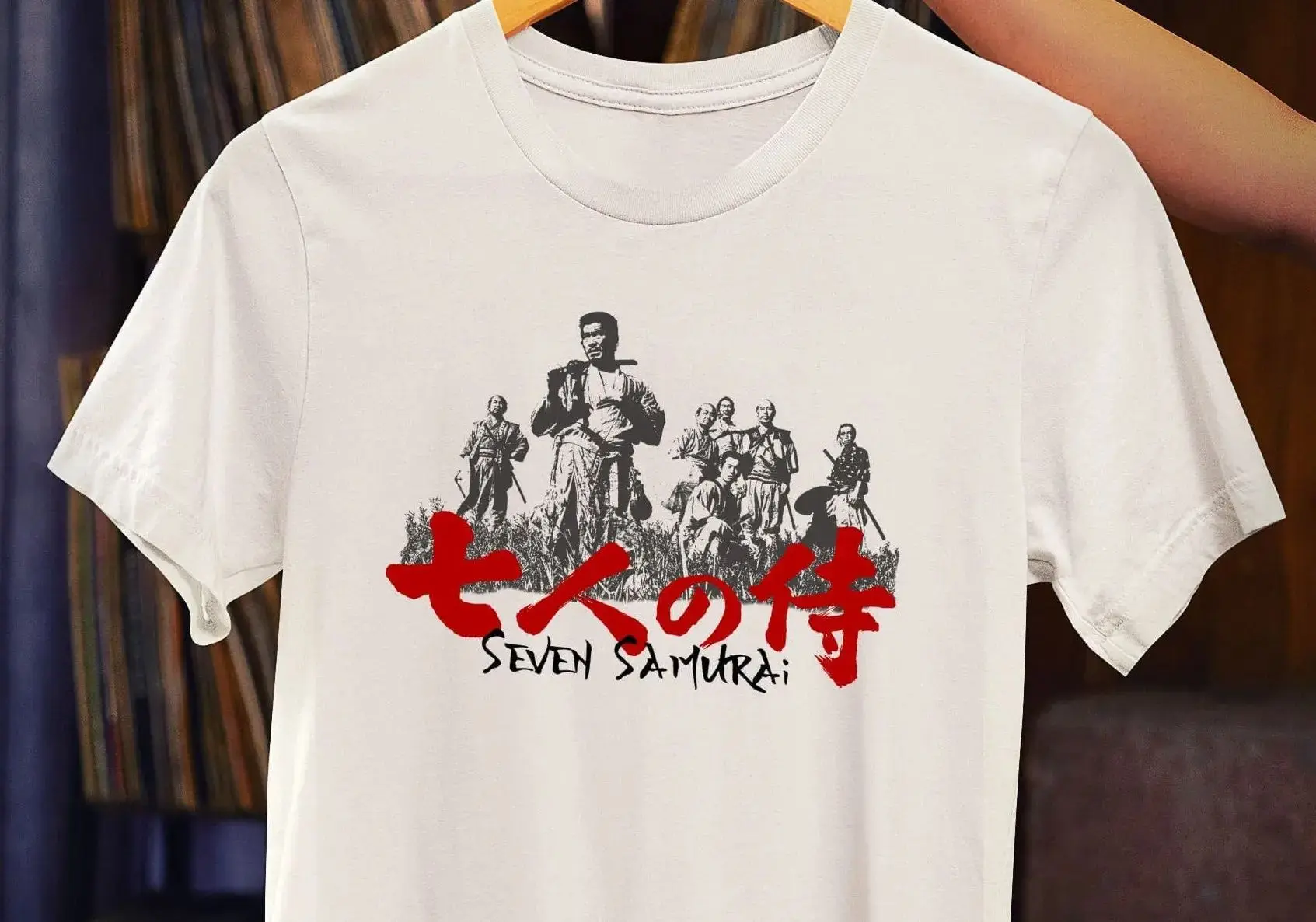 Vintage Classic Movie Top Seven Samurai Kurosawa Akira Japanese Movie Print T-shirt Harajuku 90s Top Casual Loose T-shirt Unisex