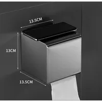 Black Paper Holder Aluminum Bathroom Paper Roll Holder Brief Tissue Holder Box Rack Toilet Paper Holder Tissue Boxes