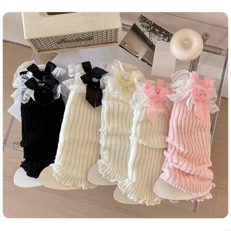 R66D Handcrochet Cung Giữ Ấm Chân Trẻ Ngọt Ballet Vớ Cô Bé Phụ Kiện