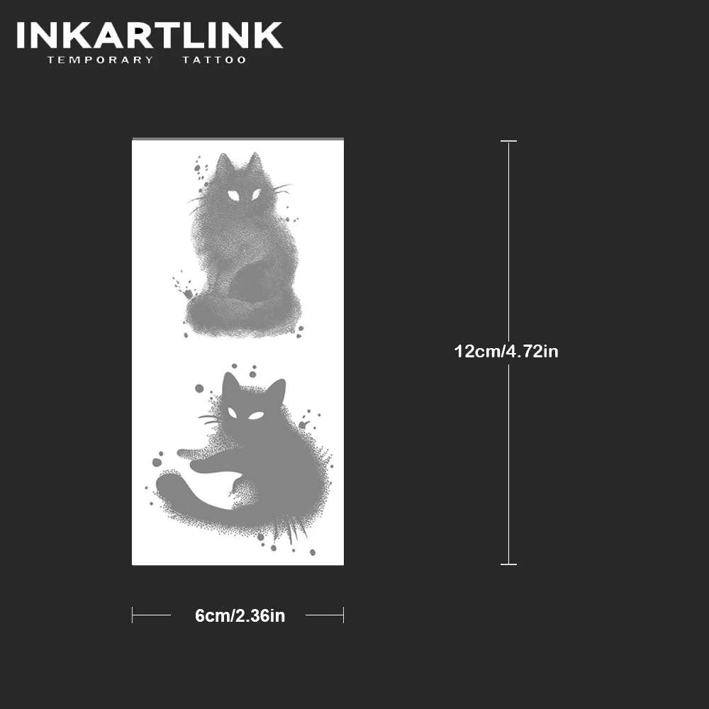 다크 테마 새끼 고양이 임시 문신, 15 일 지속, 신기술 매직 방수 반영구 스티커