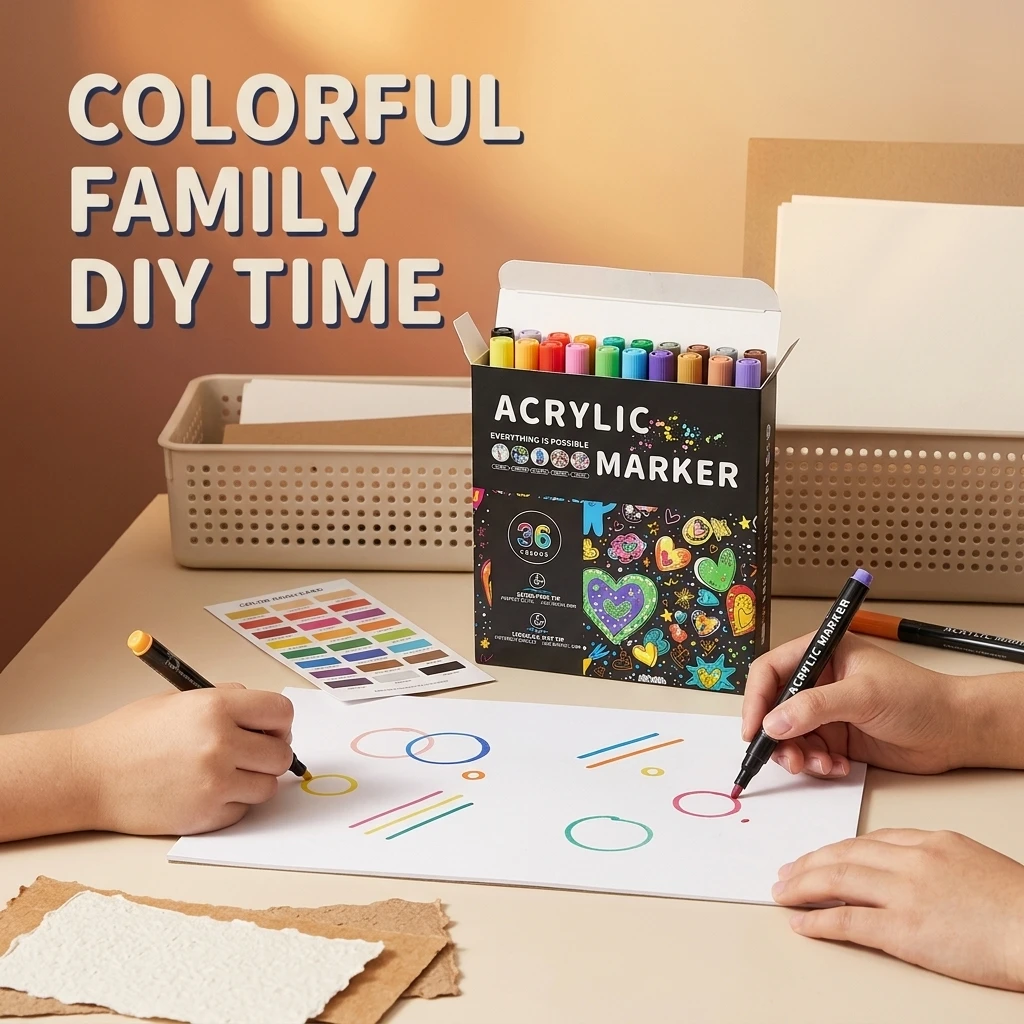 Professional Art Use 36Color Acrylic Paint Markers DualTip Fine Brush Paint Pens for Stone Wood Calligraphy and Craft Projects