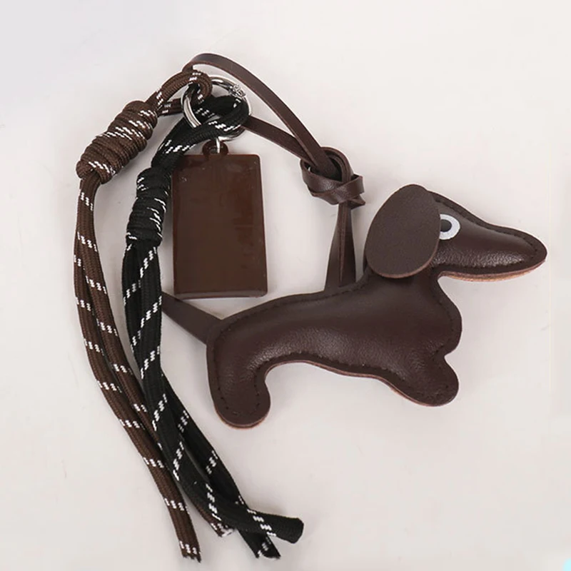 Portachiavi con ciondolo collare per cani bassotto in pelle, accessorio per chiave, portachiavi per auto, regalo