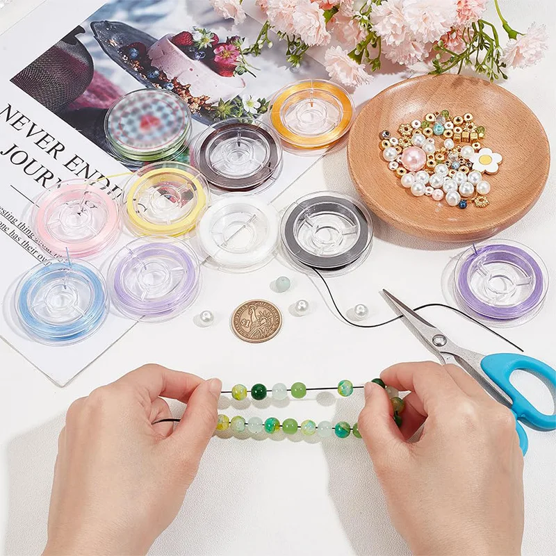 

2025 The New Hot-selling Color Mini 0.8mm Crystal Elastic Thread Handmade DIY Flat Elastic Thread Multi-color Optional